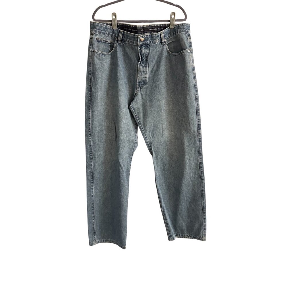 Ermenegildo Zegna Mens Light Wash Jeans Straight Leg Size 42 Made in Italy